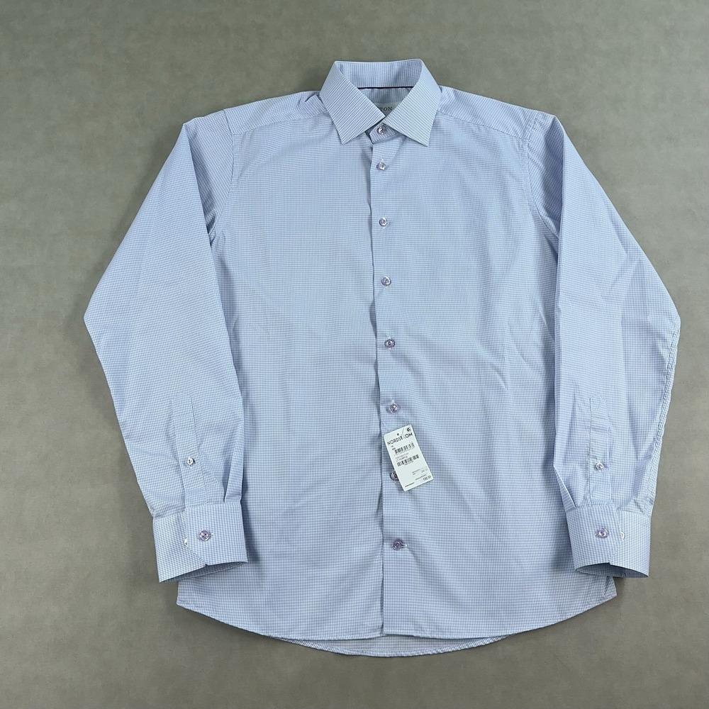 NWT - ETON Blue Purple Micro Check Cotton Mens SLIM FIT Dress Shirt Size 41 / 16